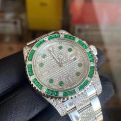 Rolex Submariner Baguette Emerald Bezel White Gold 116649embr (3)