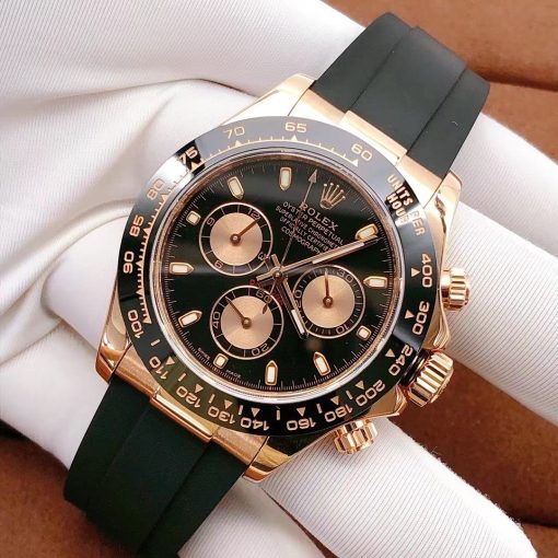 Rolex Daytona 116515ln 18k Everose Gold Black Dial Rubber Oysterflex 116515 (3)