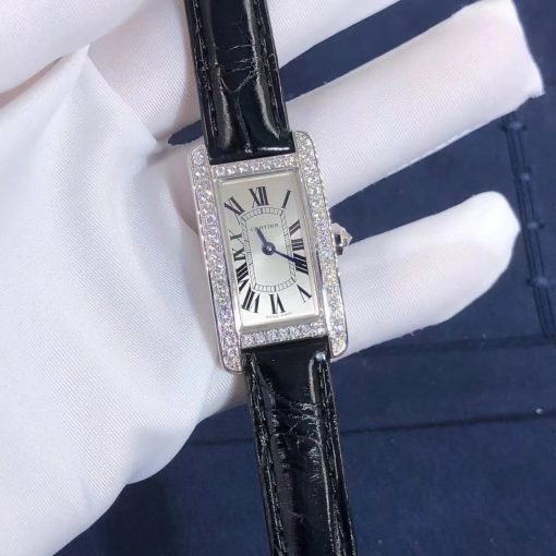 Cartier Tank Americaine Silver colored/Leather ref. WJTA0003