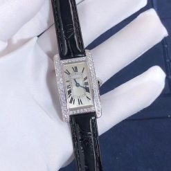 Cartier Tank Americaine Silver Colored Leather Ref Wjta0003 (2)