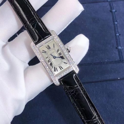 Cartier Tank Americaine Silver Colored Leather Ref Wjta0003 (8)