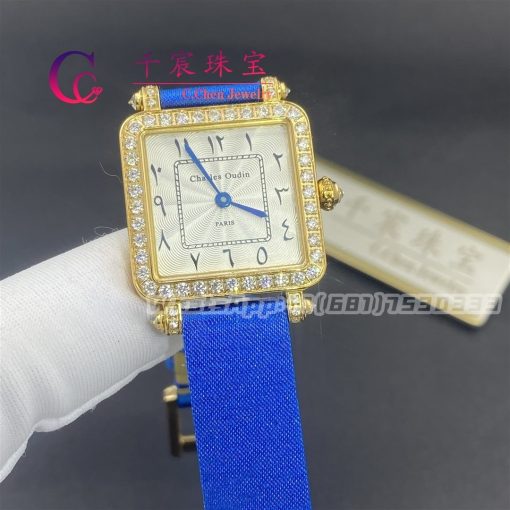 Charles Oudin Pansy Retro Blue Straps Yellow Watch Arabic Style 24mm (4)