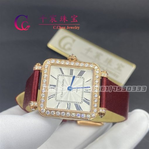 Charles Oudin Pansy Retro Maroon Straps Rose Watch Roman Style – 24mm