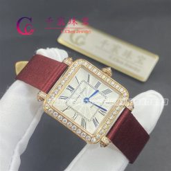 Charles Oudin Pansy Retro Maroon Straps Rose Watch Roman Style 24mm (2)