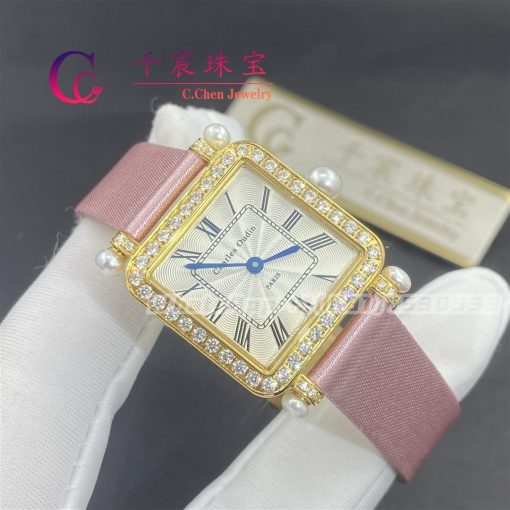 Charles Oudin Pansy Retro With Pearls Yellow Watch Medium 24mm Pink Straps (4)