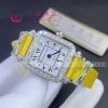 Charles Oudin Pansy Retro 20mm Yellow Silk Straps Diamond Watch Elements Arabic Style