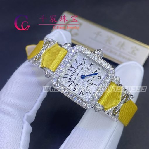 Charles Oudin Pansy Retro 20mm Yellow Silk Straps Diamond Watch Elements Arabic Style (2)