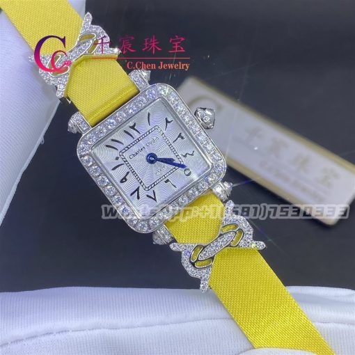 Charles Oudin Pansy Retro 20mm Yellow Silk Straps Diamond Watch Elements Arabic Style (4)