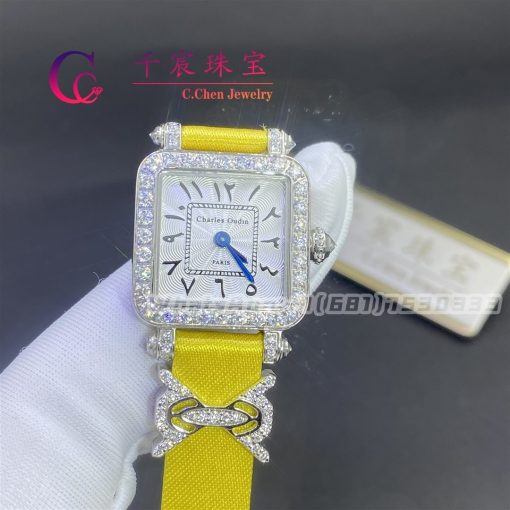 Charles Oudin Pansy Retro 20mm Yellow Silk Straps Diamond Watch Elements Arabic Style (5)