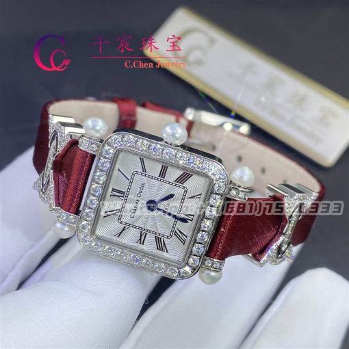 Charles Oudin Pansy Retro Quartz 20mm Silk Diamond Watch With Elements Roman Style (2)