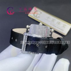 Charles Oudin Pansy Retro 24mm Black Satin Silk Strap And Diamond Watch Arabic Style (6)