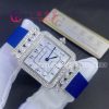 Charles Oudin Pansy Retro 24mm Blue Satin Silk Strap And Diamond Watch Arabic Style