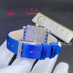 Charles Oudin Pansy Retro 24mm Blue Satin Silk Strap And Diamond Watch Arabic Style (6)