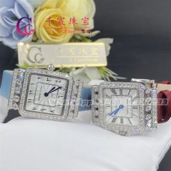 Charles Oudin Pansy Retro 24mm Light Blue Satin Silk Strap And Diamond Watch Arabic Style (2)