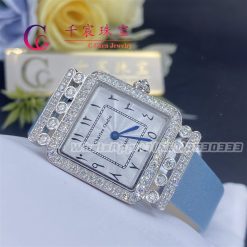 Charles Oudin Pansy Retro 24mm Light Blue Satin Silk Strap And Diamond Watch Arabic Style (6)