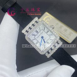 Charles Oudin Pansy Retro 24mm Black Satin Silk Strap And Diamond Watch Roman Style