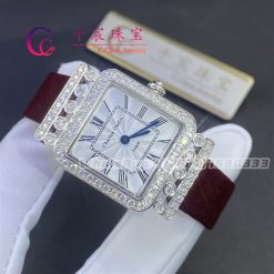 Charles Oudin Pansy Retro 24mm Maroon Satin Silk Strap And Diamond Watch Roman Style