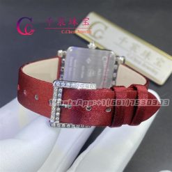 Charles Oudin Pansy Retro 24mm Maroon Satin Silk Strap And Diamond Watch Roman Style (3)