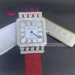 Charles Oudin Pansy Retro 24mm Maroon Satin Silk Strap And Diamond Watch Roman Style (6)