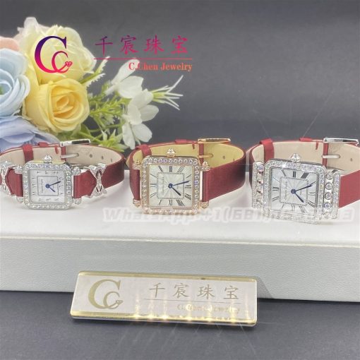 Charles Oudin Pansy Retro 24mm Maroon Satin Silk Strap And Diamond Watch Roman Style (7)