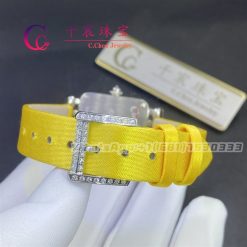 Charles Oudin Pansy Retro 24mm Yellow Satin Silk Strap And Diamond Watch Roman Style (3)