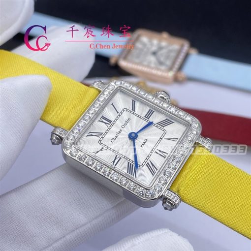 Charles Oudin Pansy Retro With Pearls Watch Medium Yellow Straps 24mm (2)