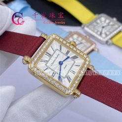 Charles Oudin Pansy Retro Maroon Straps Yellow Watch Roman Style – 24mm