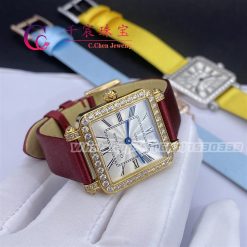 Charles Oudin Pansy Retro Maroon Straps Yellow Watch Roman Style 24mm (6)