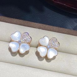 Van Cleef Arpels Cosmos Earrings Medium Model 18k Rose Gold Diamond Mother Of Pearl Vcaro5bz00 (2)