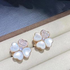 Van Cleef Arpels Cosmos Earrings Medium Model 18k Rose Gold Diamond Mother Of Pearl Vcaro5bz00 (3)