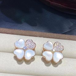 Van Cleef Arpels Cosmos Earrings Medium Model 18k Rose Gold Diamond Mother Of Pearl Vcaro5bz00 (4)