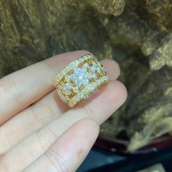 Van Cleef Arpels 18k Yellow Gold Diamonds Snowflake Ring Vcaro3rv00 (2)