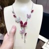 Van Cleef & Arpels White Gold Butterfly-Embellished Diamond, Ruby and Sapphire Necklace