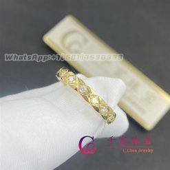 Chanel Coco Crush Ring Quilted Motif Mini Version Yellow Gold Diamonds J11872 (3)