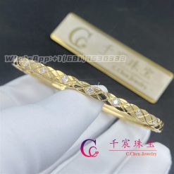 Chanel Coco Crush Bracelet Quilted Motif Mini Version Yellow Gold Diamonds J12327 (7)