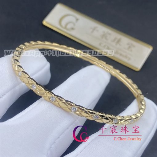 Chanel Coco Crush Bracelet Quilted Motif Mini Version Yellow Gold Diamonds J12327 (8)