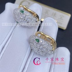 Bulgari Serpenti Platinum And 18k Yellow Gold Diamond Earrings With Emerald Eyes (6)