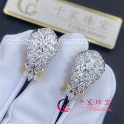 Bulgari Serpenti Platinum And 18k Yellow Gold Diamond Earrings With Emerald Eyes (8)