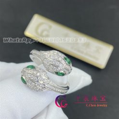 Bulgari Serpenti Seduttori Double Head Ring Set With Emerald Eyes And Pave Diamonds Ref 358094 (2)