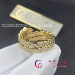 Bulgari Serpenti Viper Two Coil 18k Yellow Gold Ring Set With Pave Diamonds (2)