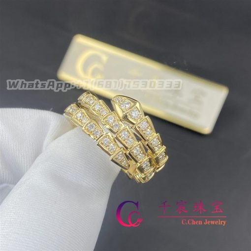 Bulgari Serpenti Viper Two Coil 18k Yellow Gold Ring Set With Pave Diamonds (8)