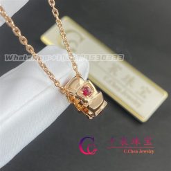 Bulgari Serpenti Viper Necklace 18 kt rose gold pendant necklace set with fancy rubies 360659