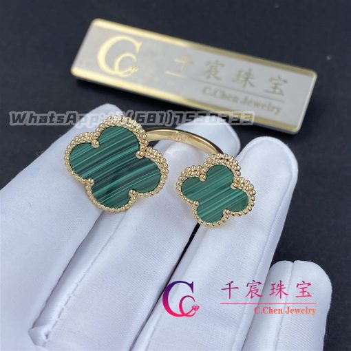 Van Cleef Arpels Magic Alhambra Between The Finger Ring 18k Yellow Gold Malachite Vcaro3mi00 (2)