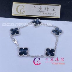 Van Cleef Arpels Vintage Alhambra Bracelet 5 Motifs White Gold And Pietersite (1)