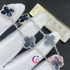 Van Cleef Arpels Vintage Alhambra Bracelet 5 Motifs White Gold And Pietersite (3)