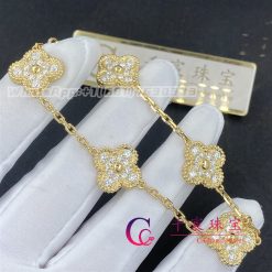 Van Cleef & Arpels Vintage Alhambra Bracelet 5 Motifs Yellow Gold, Diamond VCARA41400