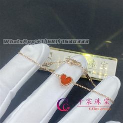 Van Cleef & Arpels Sweet Alhambra Heart Bracelet Rose Gold And Carnelian VCARN59L00