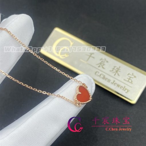 Van Cleef Arpels Sweet Alhambra Heart Bracelet Rose Gold And Carnelian Vcarn59l00 (3)