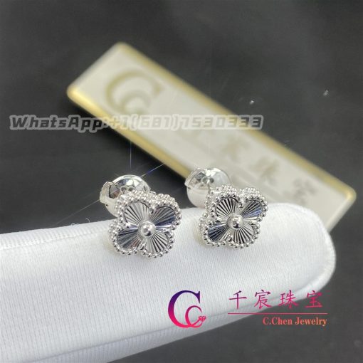 Van Cleef Arpels Sweet Alhambra Earrings Guilloche White Gold Design Jewelry (1)