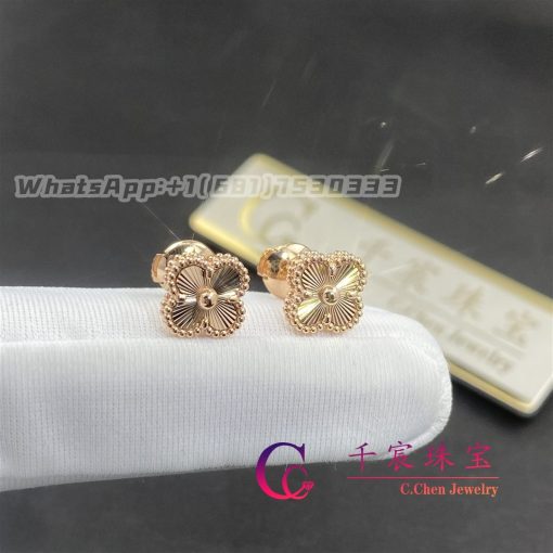 Van Cleef Arpels Sweet Alhambra Earrings Guilloche Rose Gold Design Jewelry (4)